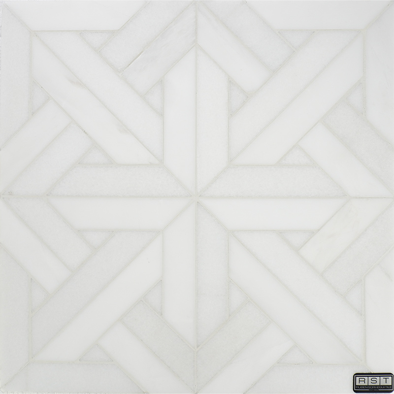 Crossroad in White Marble Mosaic