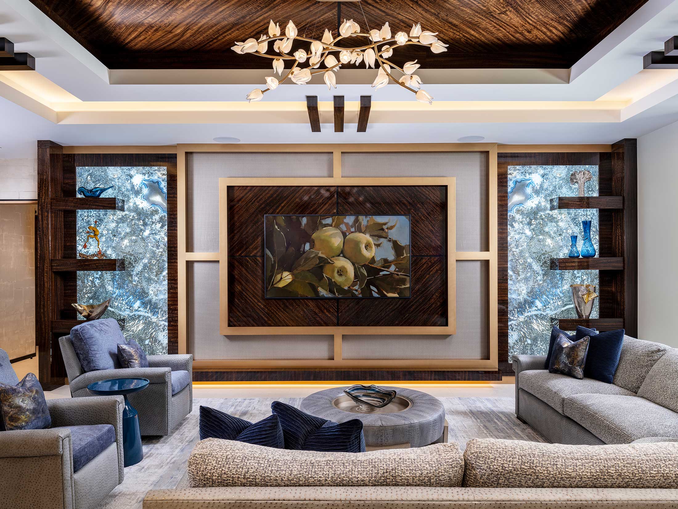 Sicis tile slabs used as accent pieces for a home designed in Naples, Florida from Ruben Sorhegui Tile Store
