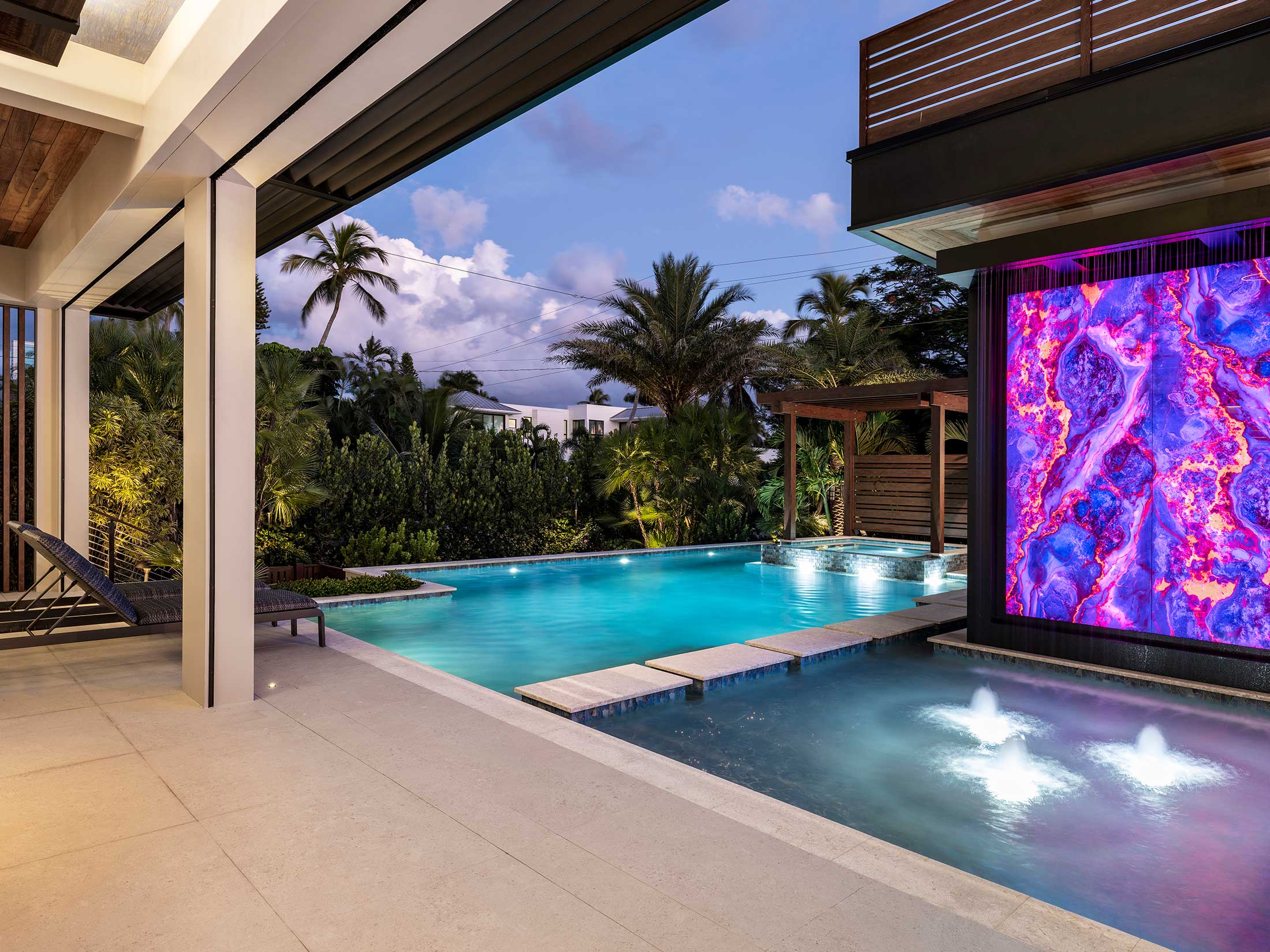Assorted Sicis tile slabs used for the exterior living area in a Naples, Florida home from Ruben Sorhegui Tile Naples Tile Store